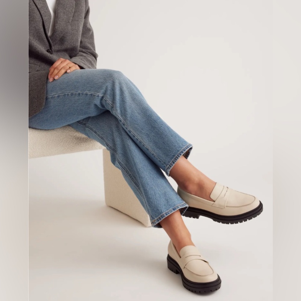 Quince Cream Leather Lug-Sole Loafers